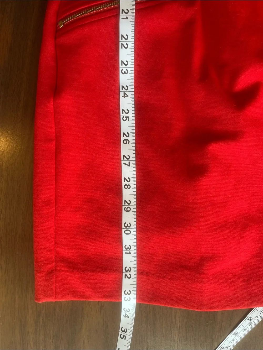 Michael Kors Red Mini Dress with Gold Zipper Details